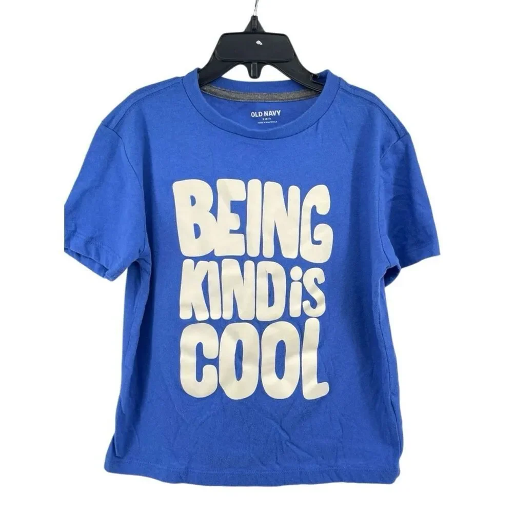 Kindness Shirt Kids Old Navy Blue “Being Kind Is Cool” Graphic Tee Size S 6-7